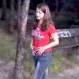 A pretty Czech girl positions herself to pee in a trash can at a public park, but changes her mind when she realizes that what she really has the urge to do is shit.